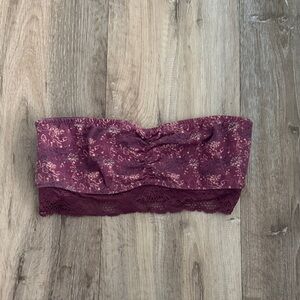 Pins & Needles Floral Lace Bandeau in Burgundy